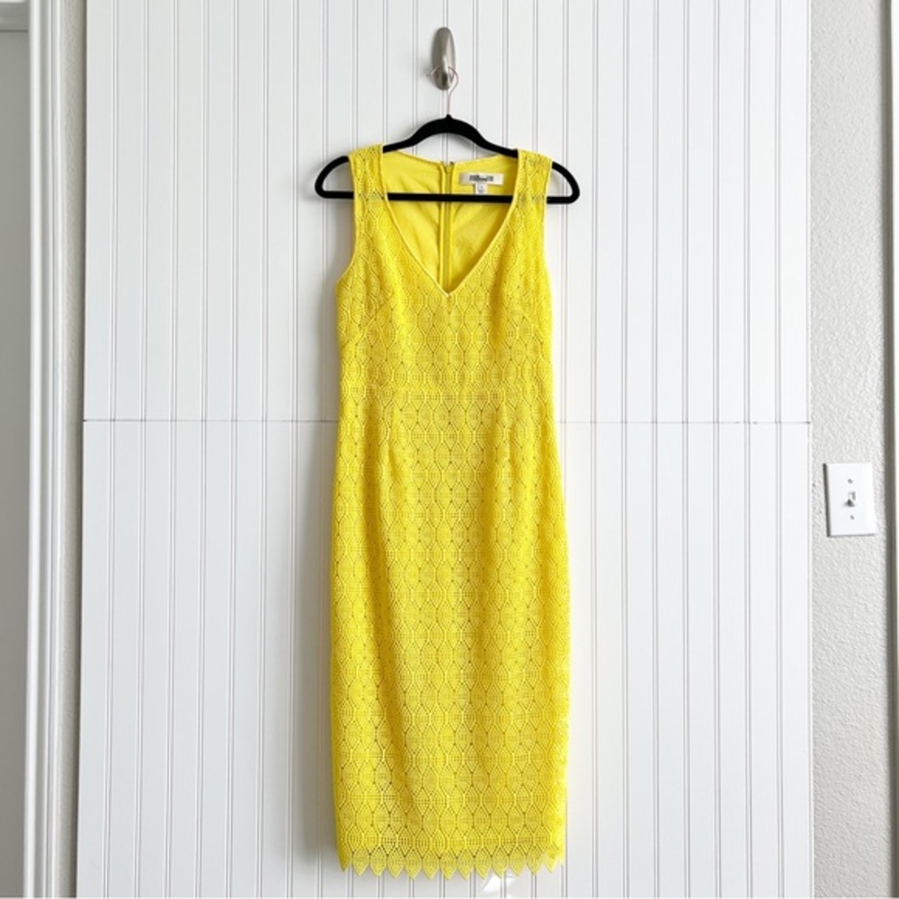 DVF Size 6 Yellow Eyelet Midi Dress